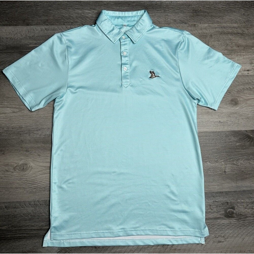 Fieldstone Outdoors Men's Small Roost Mallard Performance Polo Shirt Aqua Blue